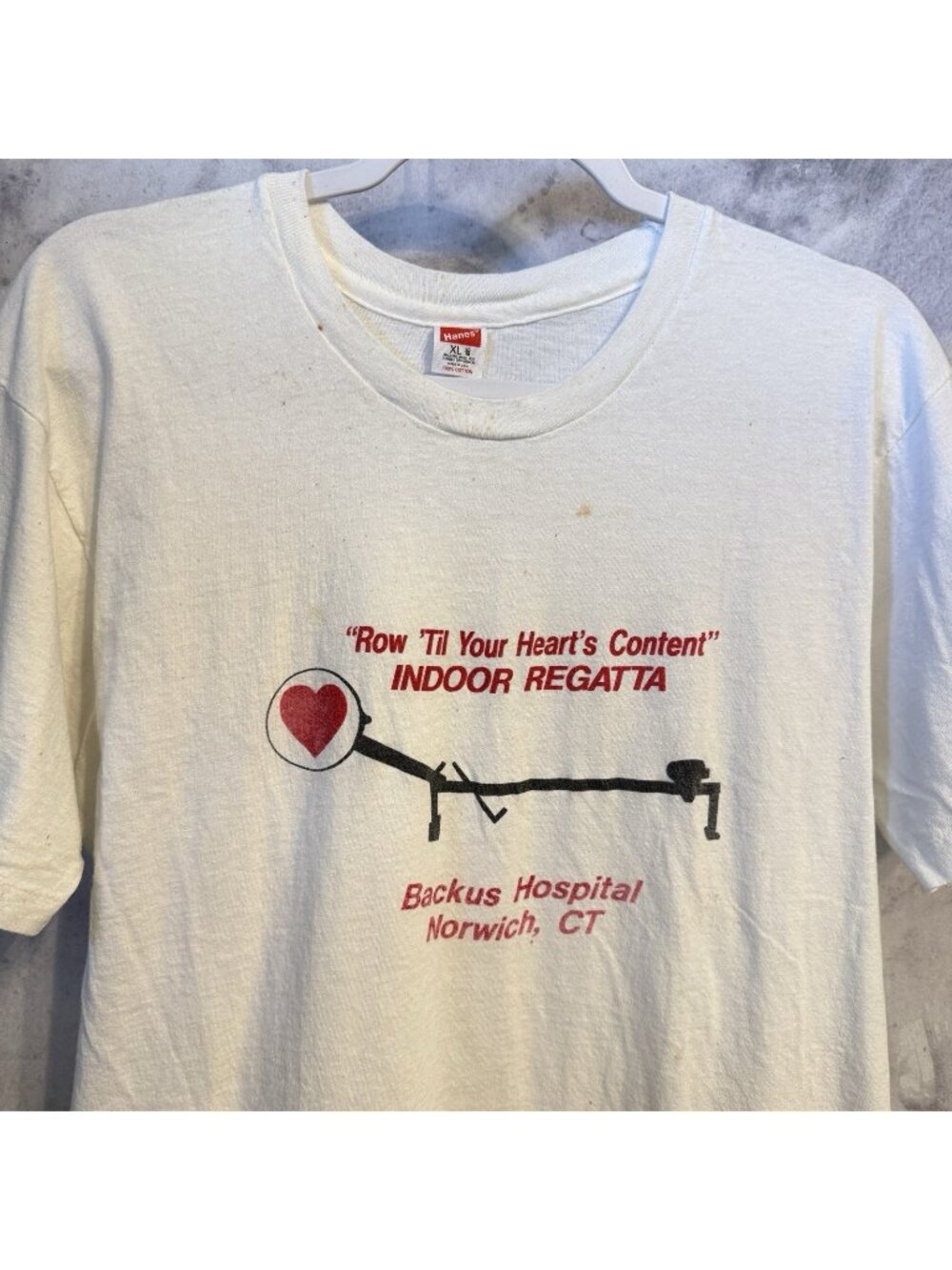 Vintage 80s 90s Heart Hospital T Shirt Backus Norwich CT Size XL